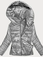 Dámska krátka bunda s kapucňou sivá (B8187-9)