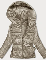 Dámska krátka bunda s kapucňou v béžovej farbe (B8187-12)