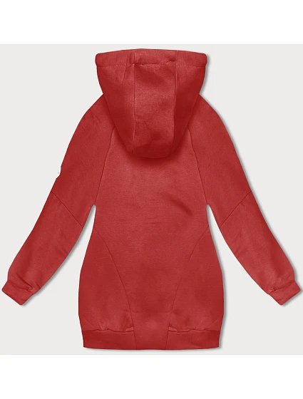Červená volná dlouhá dámská mikina se stahovacími lemy model 18875898 - LHD