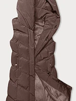 Dámska vesta so stojačikom a kapucňou hnedá (23-011)