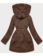 Hnědá dámská zimní bunda parka se vsadkami z eko kůže model 21246297 - LHD Hnědá dámská zimní bunda parka se vsadkami z eko kůže model 21246297 - LHD