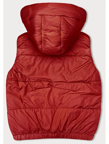 Červená krátká péřová dámská vesta s kapucí model 18914518 - J.STYLE