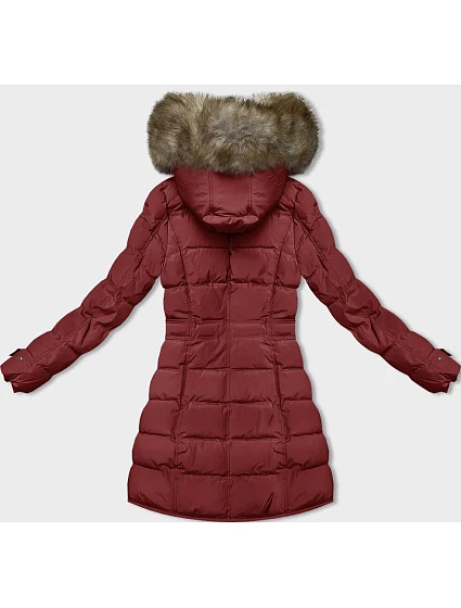 Červená dámská zimní bunda s kožešinovou podšívkou model 21246501 - LHD