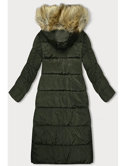 Dlouhá dámská zimní bunda v khaki barvě model 21246585 - MELYA MELODY Dlouhá dámská zimní bunda v khaki barvě model 21246585 - MELYA MELODY