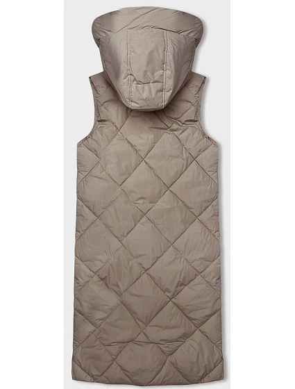 Tmavě béžová dlouhá dámská oversize vesta model 18934799 - J.STYLE