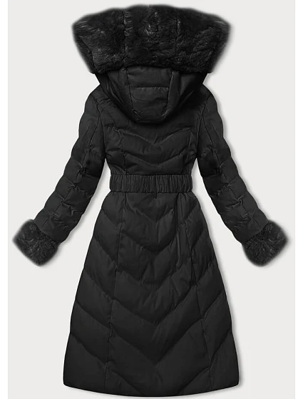 Černá dámská zimní bunda s páskem model 21246680 - J.STYLE