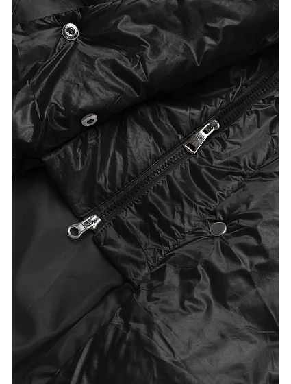 Černá dlouhá dámská bunda s opaskem model 21247355 - Ann Gissy