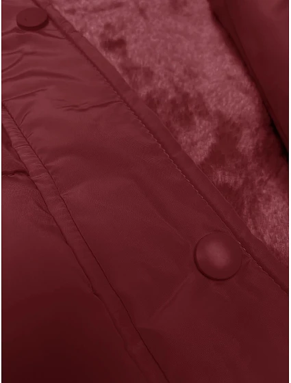 Červená dlouhá zimní bunda s kapucí model 21247371 - MELYA MELODY