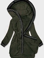 Dámska tenká bunda s ozdobným lemovaním khaki (B8142-11)