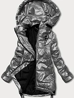 Dámska bunda s odnímateľnou kapucňou sivá (B8086-70)