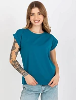Bavlnené tričko s ohrnutými rukávmi Feel Good marine (4833-25)