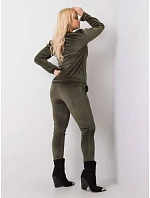 Dámske velúrové tepláky plus size khaki (6085) Dámske velúrové tepláky plus size khaki (6085)
