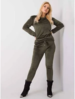 Dámske velúrové tepláky plus size khaki (6085) Dámske velúrové tepláky plus size khaki (6085)