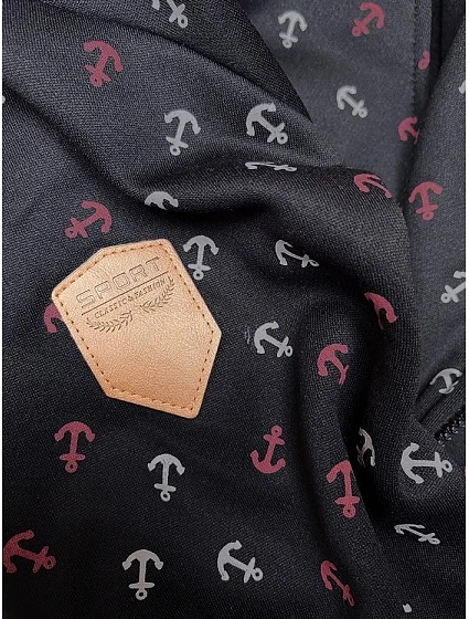 Tmavě modrá hrubší mikina se zipem a se vzorem model 22363701 - 6&8 Fashion
