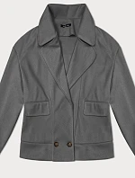 Voľná rebrovaná bunda s golierom sivá (244003)