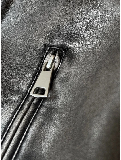 Šedá bunda typu "bomber" z ekologické kůže model 19739204 - NEW COLLECTION