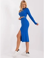 Modrý úpletový dámský komplet krátká halenka a tužková sukně model 19769910 - Factory Price Modrý úpletový dámský komplet krátká halenka a tužková sukně model 19769910 - Factory Price