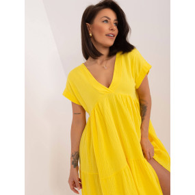 Žlté predĺžené bavlnené šaty (6873)