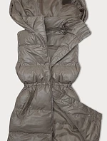 Dámska vesta rovného strihu tmavo béžová (5M3186-84)