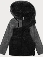 Voľná bunda s odnímateľnou kapucňou Vaston black-melange (SJ218-036#)