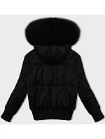 Černá krátká dámská zimní bunda se stahovacími lemy model 21248157 - S'WEST Černá krátká dámská zimní bunda se stahovacími lemy model 21248157 - S'WEST