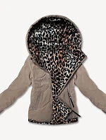 Miss TiTi leopardia krátka bunda tmavobéžová (25898)
