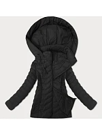 Černá dámská prošívaná bunda s kapucí model 21095890 - J.STYLE Černá dámská prošívaná bunda s kapucí model 21095890 - J.STYLE