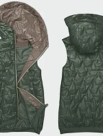 Dámske khaki tričko bez rukávov s rebrovaným lemom (B8240/B8342-11)
