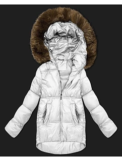 Dámska bunda bomber s kapucňou S'West broken white (B8280-26)