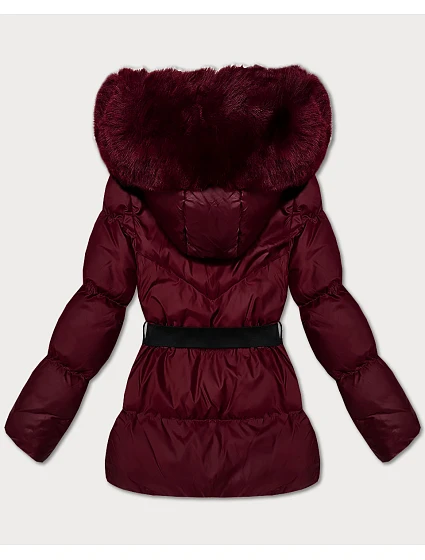 Zimní bunda ve vínové bordó barvě s kapucí a s opaskem model 21479129 - J.STYLE Zimní bunda ve vínové bordó barvě s kapucí a s opaskem model 21479129 - J.STYLE