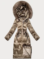 Dámska zimná bunda so šnúrkou v páse S'West dark beige (B8522-12)