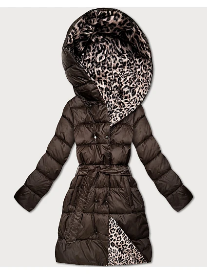 Oboustranná zimní plus size bunda v panteřím vzorem barvě model 21753530 - MINORITY Oboustranná zimní plus size bunda v panteřím vzorem barvě model 21753530 - MINORITY