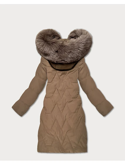 Dámská zimní bunda ve velbloudí barvě s kapucí model 21759944 - J.STYLE Dámská zimní bunda ve velbloudí barvě s kapucí model 21759944 - J.STYLE