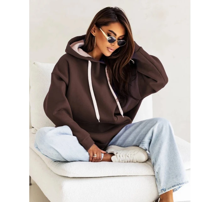 Hrubší dámská klokaní mikina v čokoládové barvě (82131) Hrubší dámská klokaní mikina v čokoládové barvě (82131)