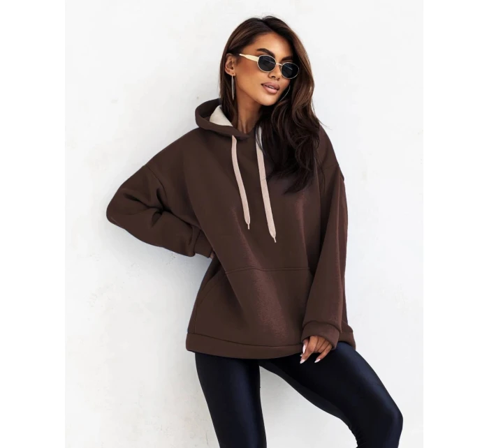 Hrubší dámská klokaní mikina v čokoládové barvě (82131) Hrubší dámská klokaní mikina v čokoládové barvě (82131)