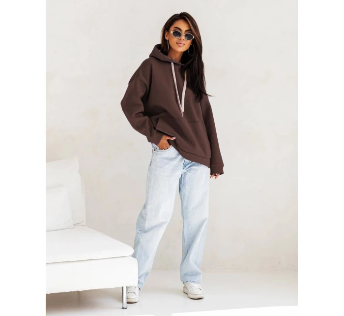 Hrubší dámská klokaní mikina v čokoládové barvě (82131) Hrubší dámská klokaní mikina v čokoládové barvě (82131)