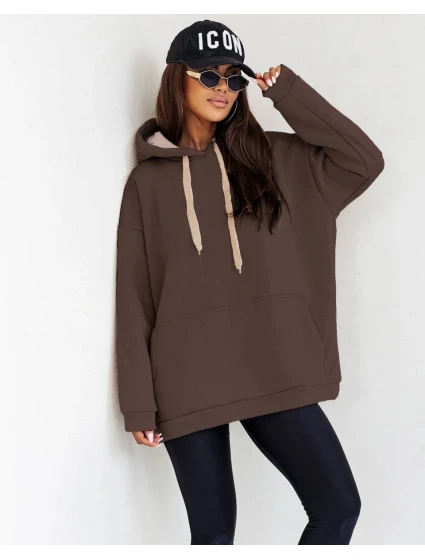 Hrubší dámská klokaní mikina v čokoládové barvě (82131) Hrubší dámská klokaní mikina v čokoládové barvě (82131)