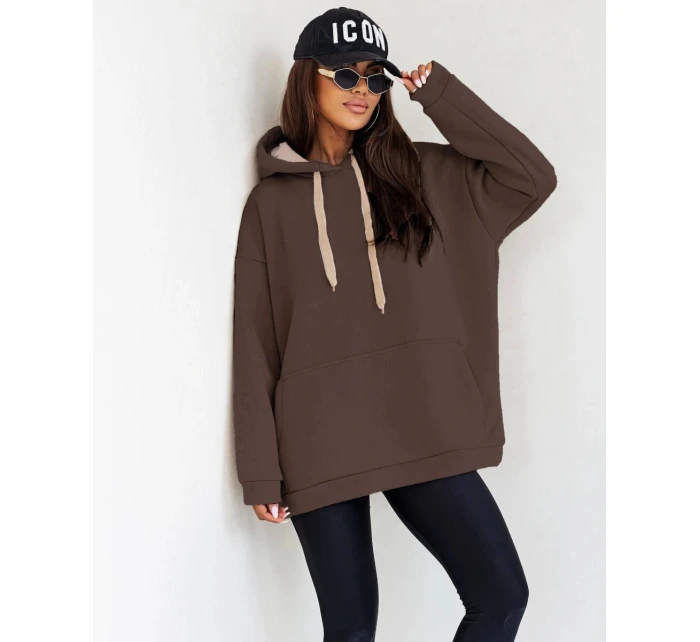 Hrubší dámská klokaní mikina v čokoládové barvě (82131) Hrubší dámská klokaní mikina v čokoládové barvě (82131)