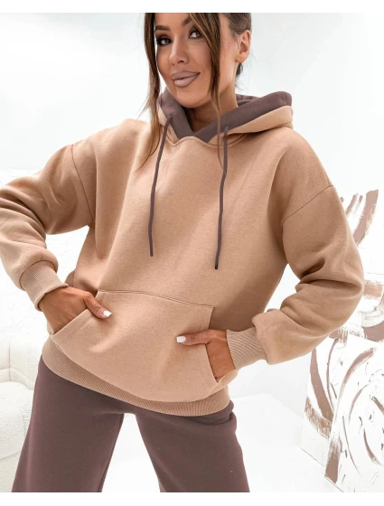 Hrubé dvojfarebné dámske tepláky v čokoládovej farbe (VE102) Hrubé dvojfarebné dámske tepláky v čokoládovej farbe (VE102)