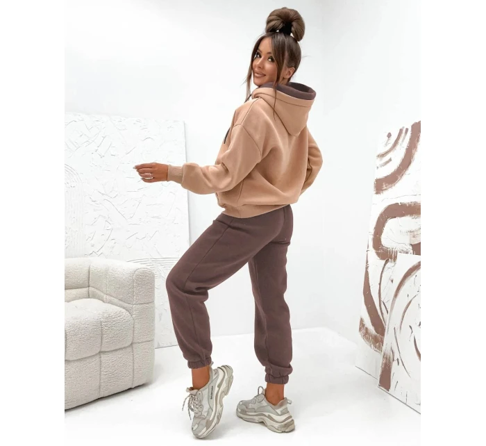 Hrubé dvojfarebné dámske tepláky v čokoládovej farbe (VE102) Hrubé dvojfarebné dámske tepláky v čokoládovej farbe (VE102)