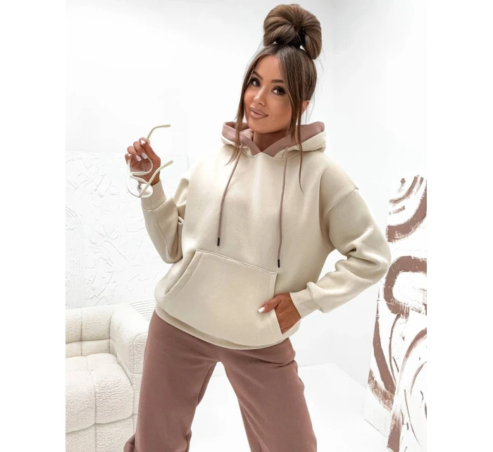 Hrubá dvojfarebná dámska tepláková súprava cappuccino (VE102) Hrubá dvojfarebná dámska tepláková súprava cappuccino (VE102)