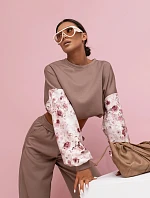 Ležérna súprava Cappuccino s rukávmi Buff a širokými nohavicami (557)