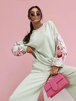 Ležérny set s buffovými rukávmi a širokými nohavicami (557)