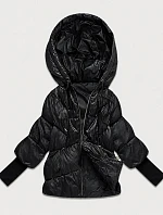 Dámská bunda s pletenými manžetami, oversize, černá (B6078-1)