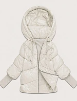 Dámská bunda s pletenými manžetami, oversize, barva ecru (B6078-9)