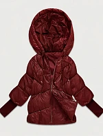 Dámská bunda s pletenými manžetami, oversize, vínová (B6078-27)