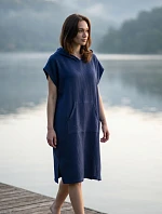 dámské vaflové pončo Saimaa s kapucí Midnight Sapphire