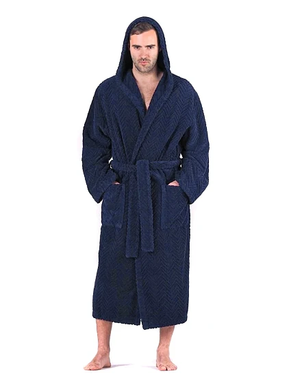 Pánsky župan Athena s kapucňou 3116 tmavomodrý - Vestis