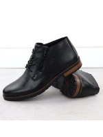 Pánské kožené boty černé model 21905319