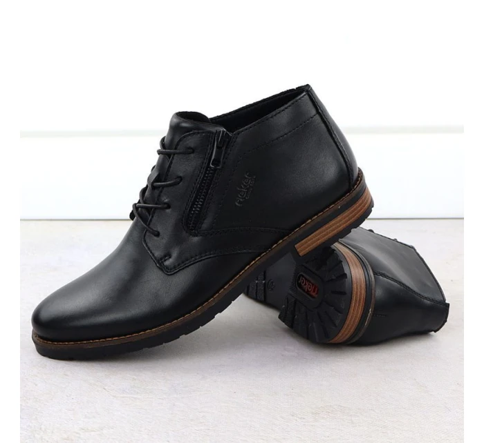 Pánské kožené boty černé model 21905319 Pánské kožené boty černé model 21905319